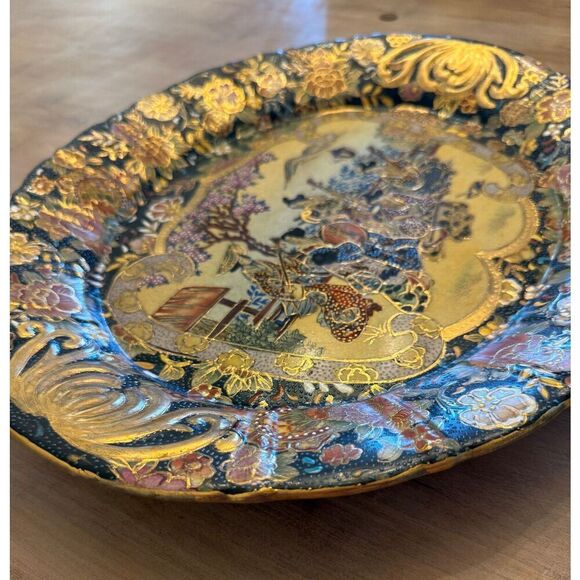 Japanese Meiji Satsuma Polychrome Porcelain " Geisha's Garden Song" Oval Platter - Picture 3 of 8